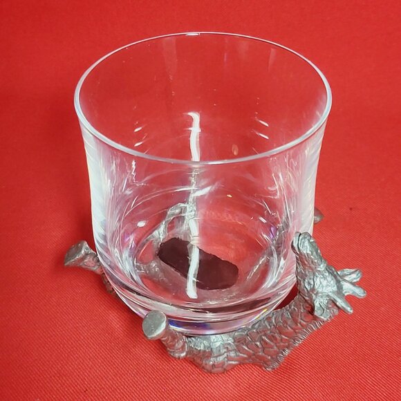 Vintage Frankli Wild Pewter Giraffe Base Clear Glass Tumbler Whiskey Glass - Picture 15 of 17